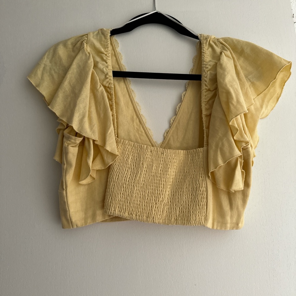 Love Tree Yellow Cropped Blouse size L - Picture 3 of 5